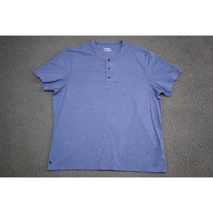 UNTUCKit Shirt Adult Extra Large Blue Henley Active Button Short Sleeve Mens